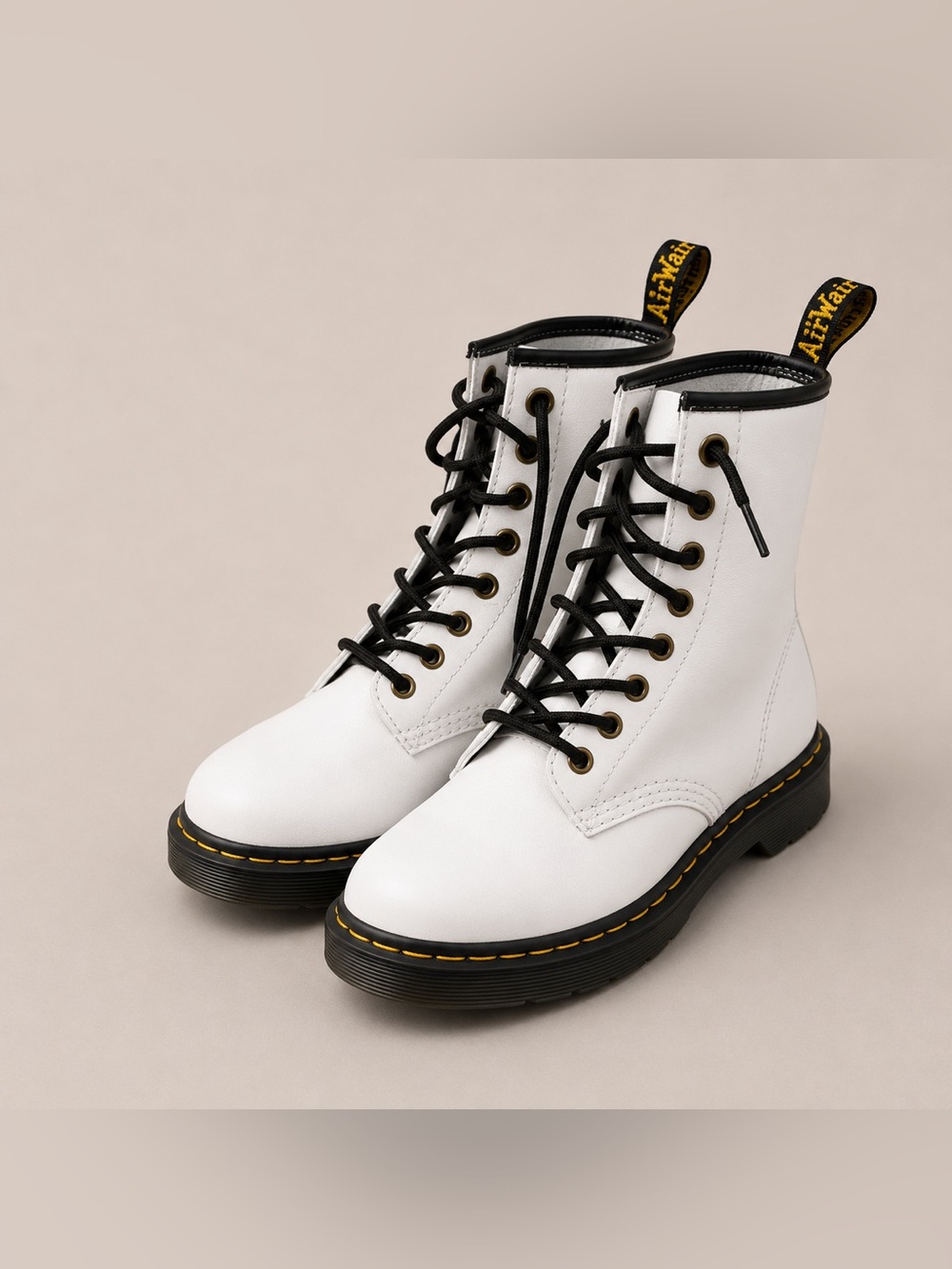 Dr. Martens Zavala White Leather Combat Boots Women’s US 7 EU 38 Lace Up - Picture 3 of 7